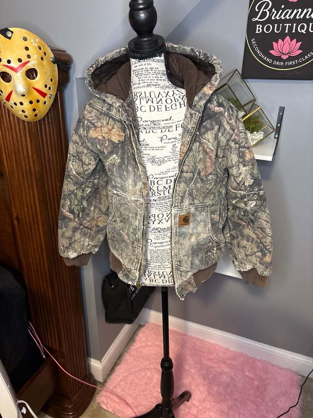 Carhartt Youth Medium (10-12) Mossy Oak Camo Quilted Lining Insulated Hooded Jac